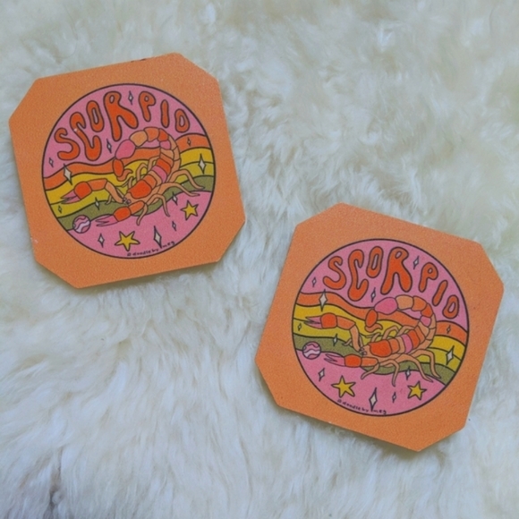 Psychedelic Vintage Style SCORPIO Astrology Coasters - Picture 1 of 5